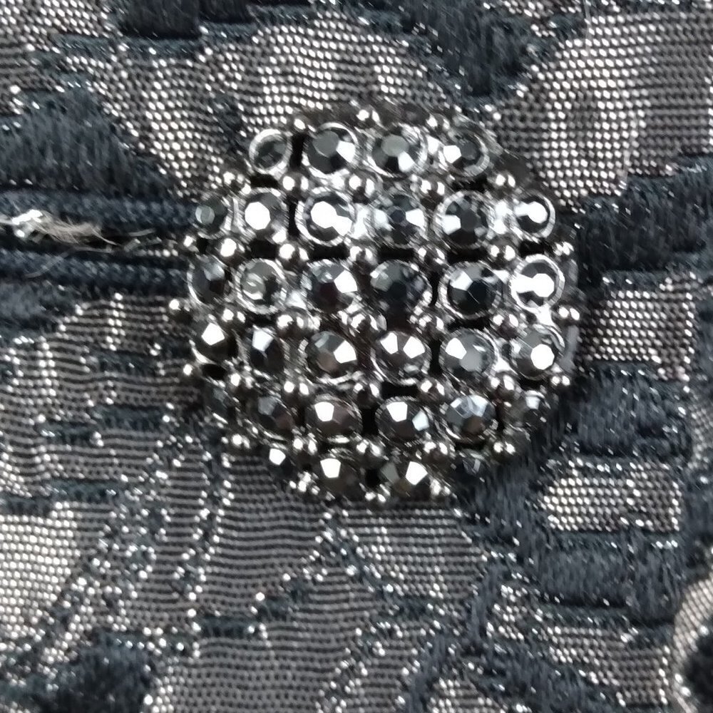 Solini NY Gold/Silver on Black Brocade Vintage 80's Cocktail Blazer Sz14 - Picture 3 of 9